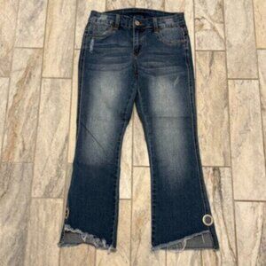 Litz women's 27" waist mid-rise blue capri frayed leg BOUTIQUE jeans